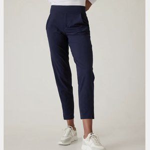 Athleta Brooklyn Mid Rise Ankle Pant Navy Blue Lightweight Ribbed Size 8